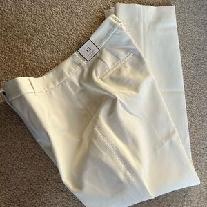 White House Black Market White Textured Trousers with Zipper